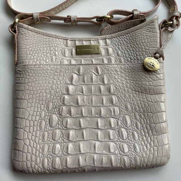 Brahmin Katie Croc- Embossed Crossbody Bag - Blush - Picture 2 of 9